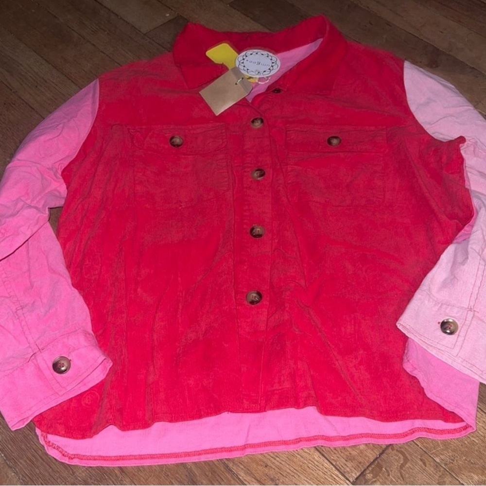 Umgee Red and Pink Button-Up Top